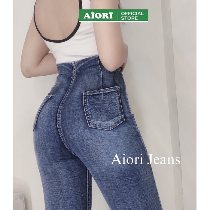 Quần Jean Nữ Aiori Quần Skinny Lưng Siêu Cao Dây Kéo Có Xích Co Giãn Tốt