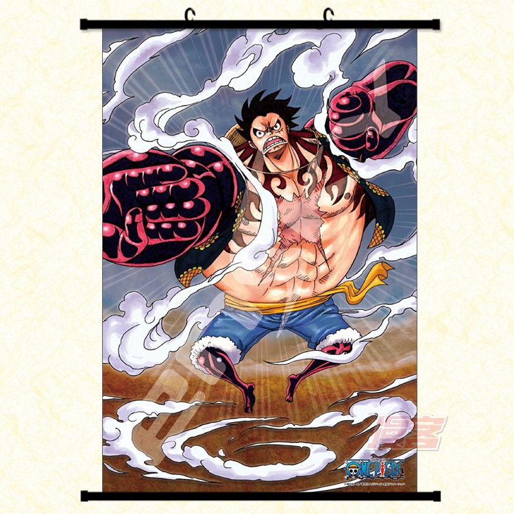 Tranh treo tường chất liệu vải canvas decor anime one piece nhân vật luffy mũ rơm gear 4