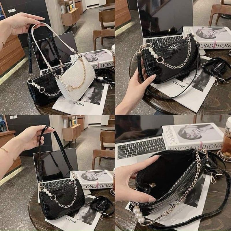 Túi kẹp nách đeo chéo phối xích ngọc