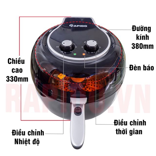 Nồi chiên không dầu Rapido RAF4.0M 4L ,RAF5.0M 5L, RAF6.5M 6.5L, RAF6.5MLUX 6.5L