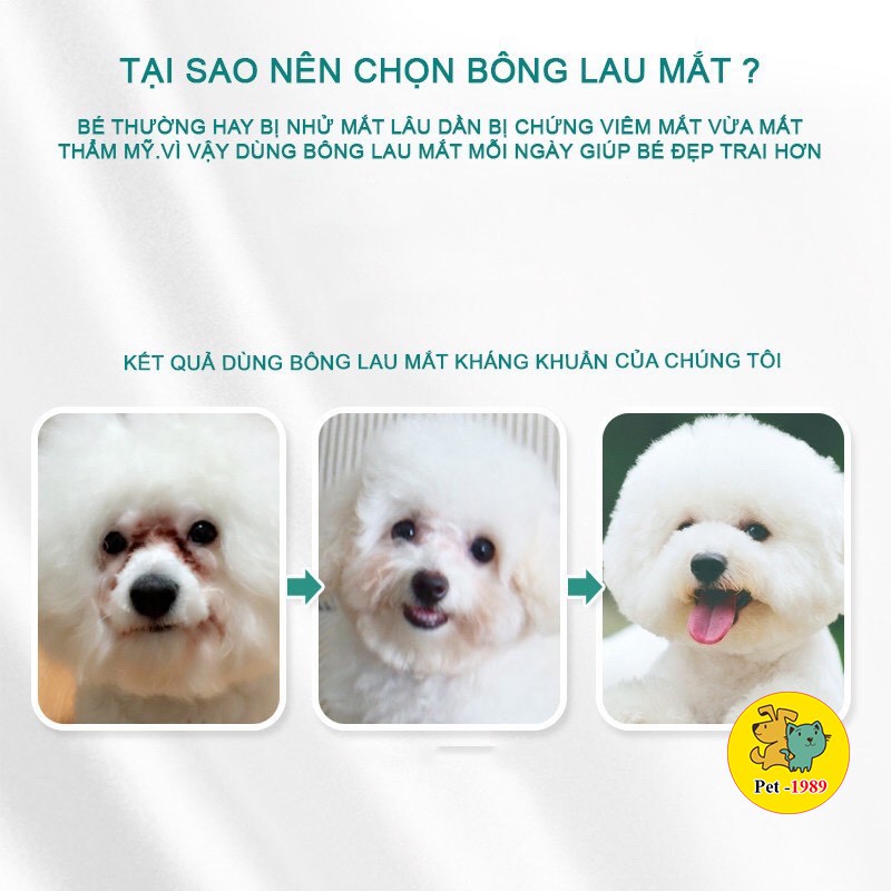 Khăn lau, bông lau vệ sinh tai - vệ sinh mắt cho chó mèo Dorrikey - Hộp 130 miếng tiện dụng Pet-1989