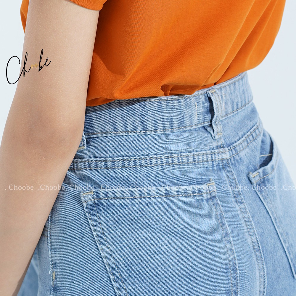 Quần jean nữ Choobe ống rộng cạp cao bò suông phong cách thời trang Hàn Quốc QJ01