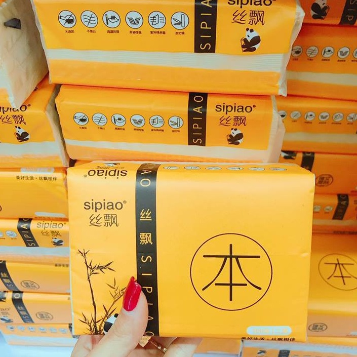 Lẻ một gói giấy ăn gấu trúc Sipao siêu dai hàng chuẩn xịn đủ tờ