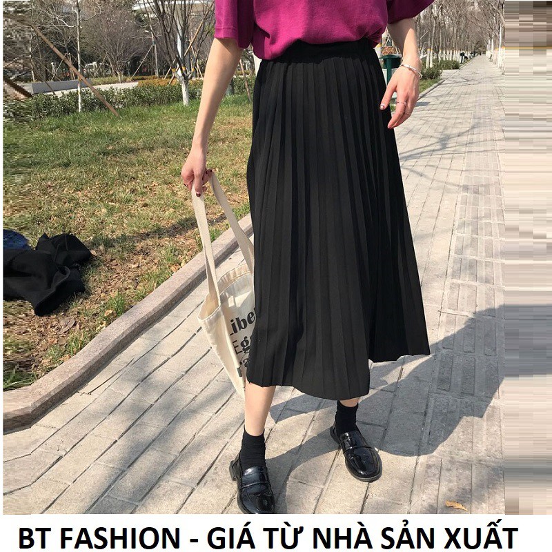 Váy Xòe Dập Ly Thời Trang BT Fashion (DÀI - Dập Ly) - VA01 - Có váy lót bên trong + Video, Hình Thật