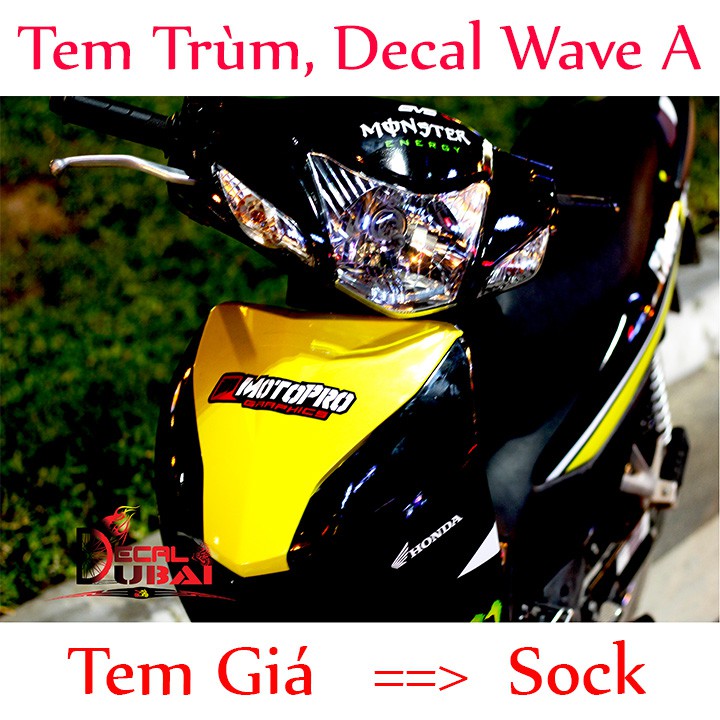 Tem trùm wave cam Monster vàng đen