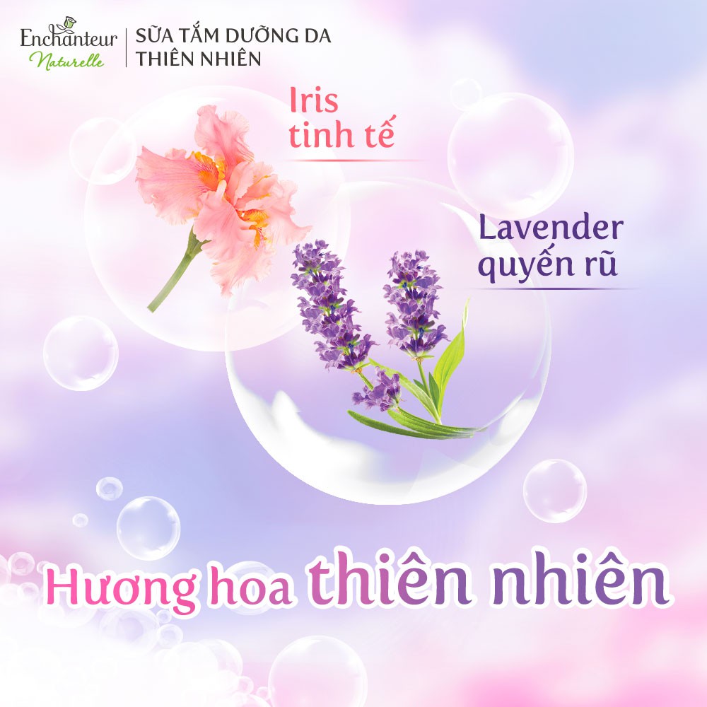 [Mã FMCGMALL -8% đơn 250K] Sữa tắm dưỡng da Enchanteur Naturelle hương hoa Lavender/ Iris 510gr/Chai