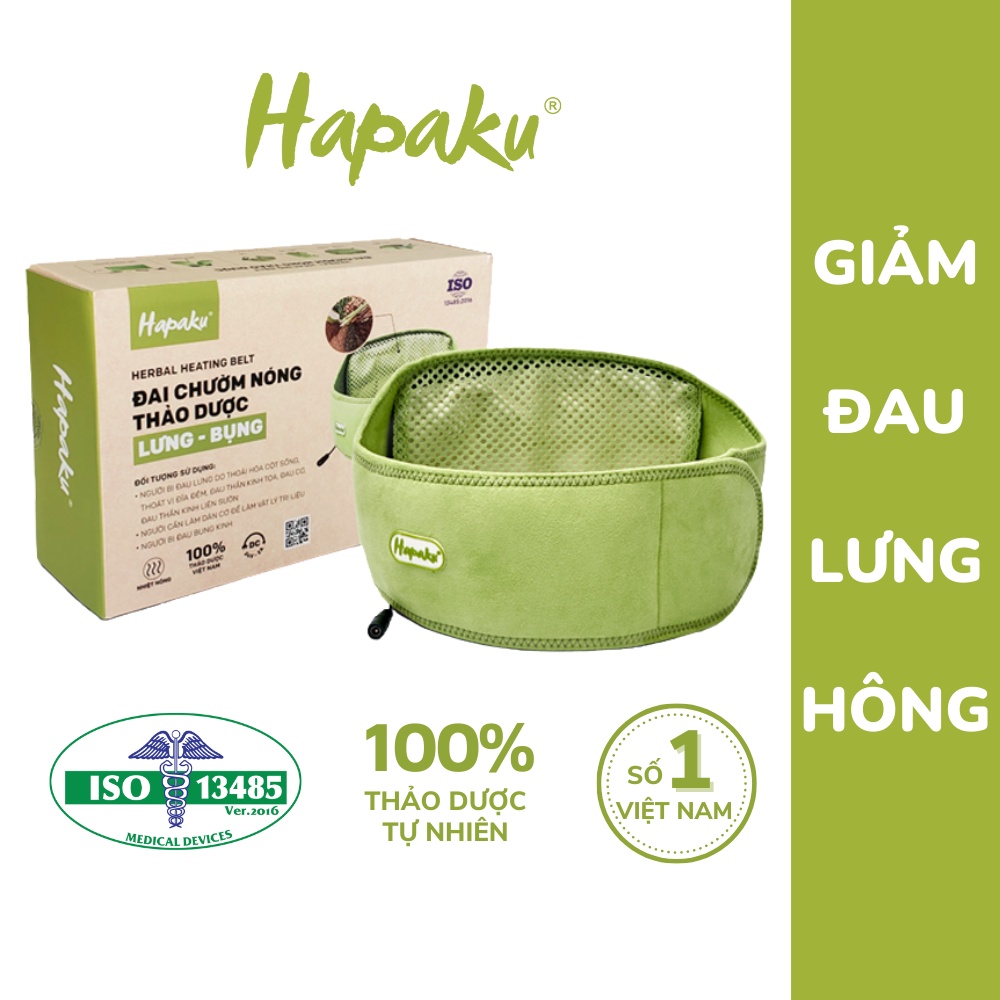 Đai Chườm Thảo Dược HAPAKU Lưng Điện Giảm Đau Mỏi Lưng Hông, Giảm Căng Cứng Cơ, Giảm Đau Bụng Kinh Làm Nóng Bằng Điện