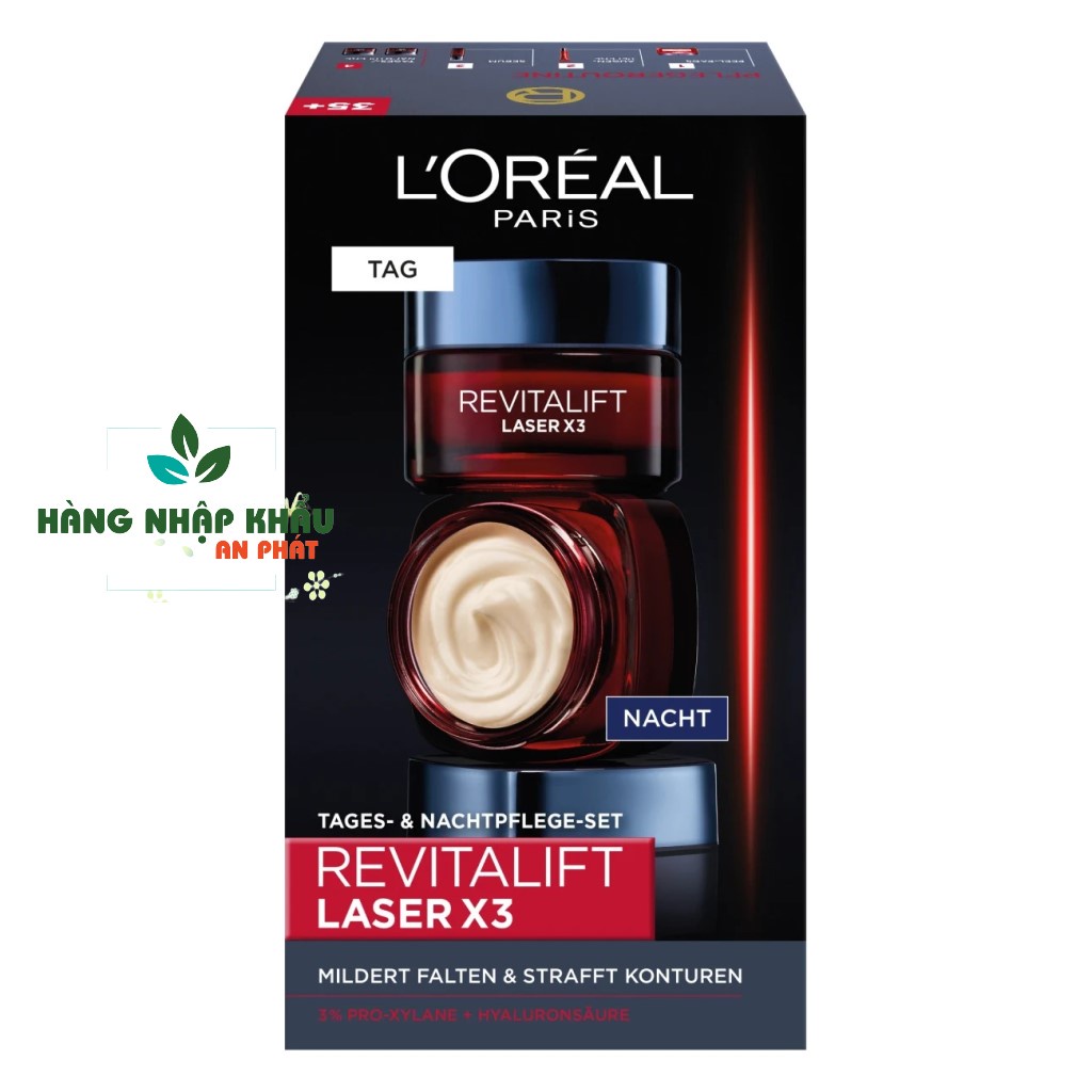 Bộ dưỡng da chống lão hoá, giảm nếp nhăn kem ngày và đêm Loreal Revitalift Laser X3, 100ml