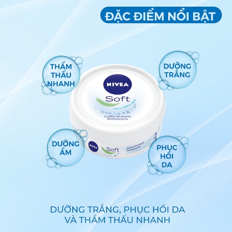 Kem Dưỡng Ẩm - Kem Dưỡng Da Chuyên Sâu Nivea Soft Giúp Làm Mềm Mịn Và Cấp Ẩm Cho Da Xuất Xứ Đức 200ml