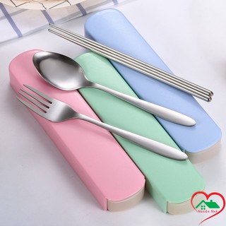 [SIÊU GIẢM GIÁ] Sét đũa thìa dĩa Inox 3 chi tiết kèm hộp đựng cao cấp
