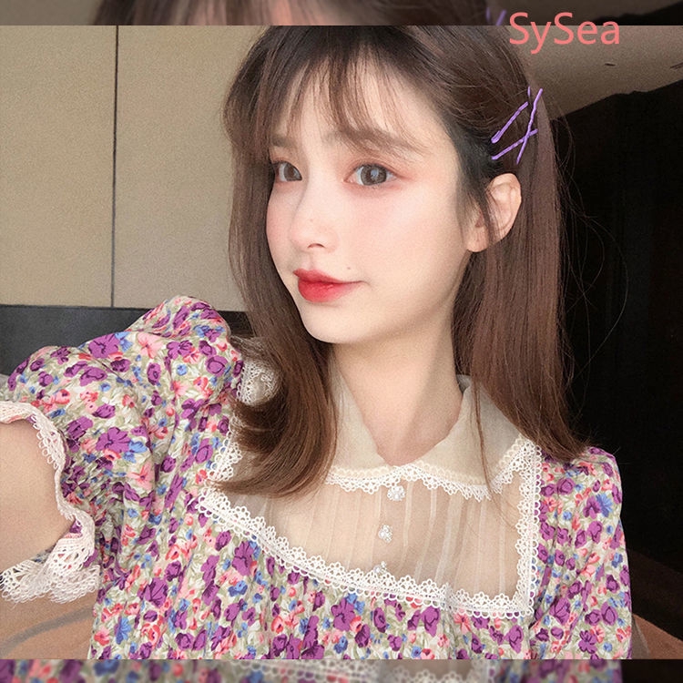 Đầm midi in hoa phối ren phong cách retro mùa hè cho nữ