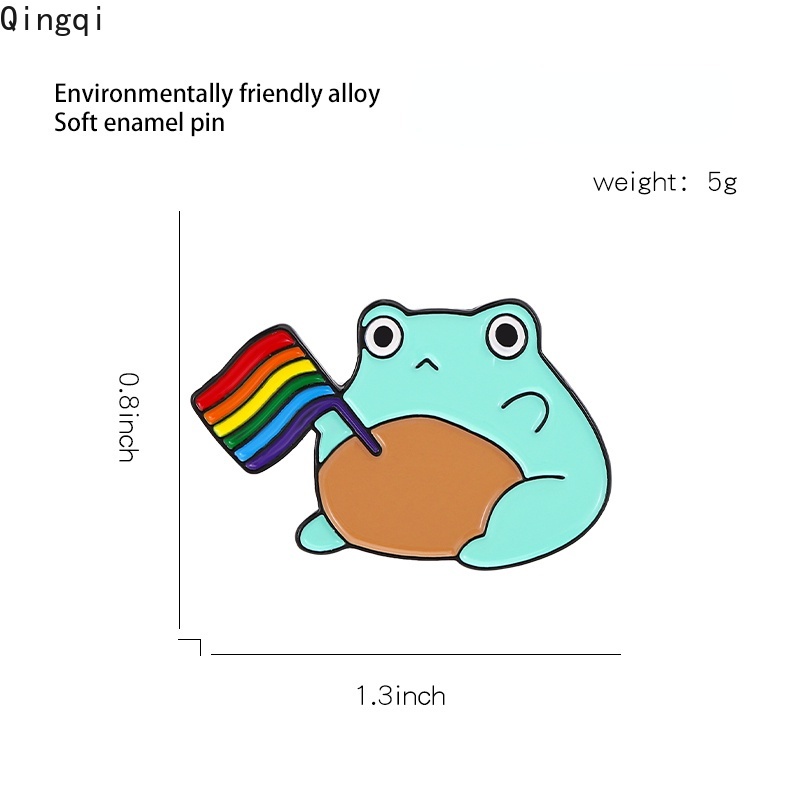 Ghim cài áo MISS ZOE phối hình ếch cầm cờ cầu vồng hoạt hình dễ thương