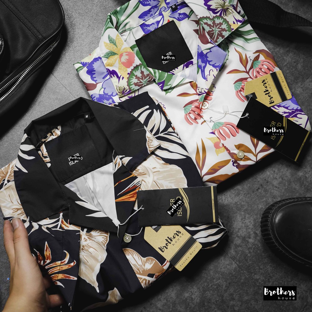 |Vải lụa cao cấp| Áo sơ mi nam tay ngắn họa tiết River Island, vải đẹp nổi bật lắm nha