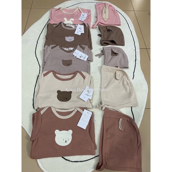 Bộ Đồ Thỏ Gấu Kèm Mũ 3  Màu Thu Đông Cho Bé QCCC