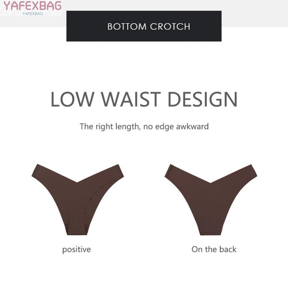 Large size seamless ice silk underwea V-shaped waist cotton crotch ladies briefs