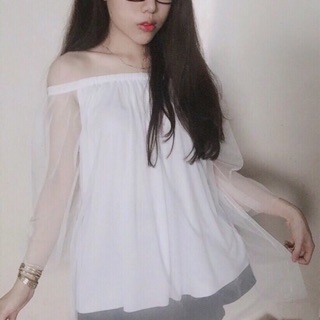 Áo kiểu 2 lớp kiểu trễ vai cực xinh