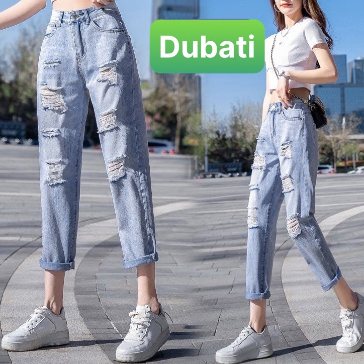 QUẦN JEAN NỮ CHẤT BÒ XANH SANG CHẢNH RÁCH KIỂU LƯNG CAO NÂNG MÔNG SÀNH ĐIỆU HOT 2022- DB 3081-DUBATI FASHION