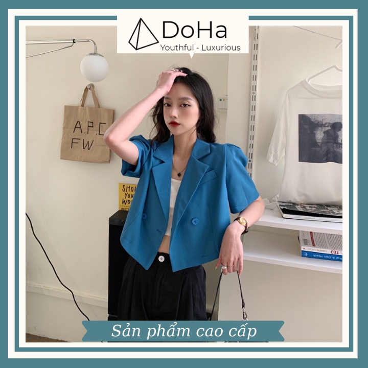 Áo Blazer Nữ Tay Ngắn [FREESHIP-SẢN PHẨM CAO CẤP] Áo Blazer Croptop Phối Nút Hàn Quốc Style Mùa Hè - DOHA STORE | BigBuy360 - bigbuy360.vn
