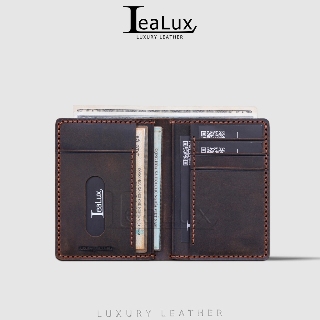 Ví Nam Da Sáp Dáng Đứng Đựng Giấy Tờ Cũ Handmade LEALUX The Stand Wallet