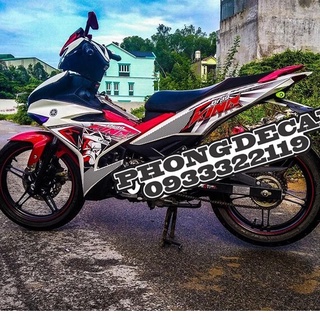 Tem Rời Exciter 150 King Drag Dán Xe Trắng Phối Đỏ