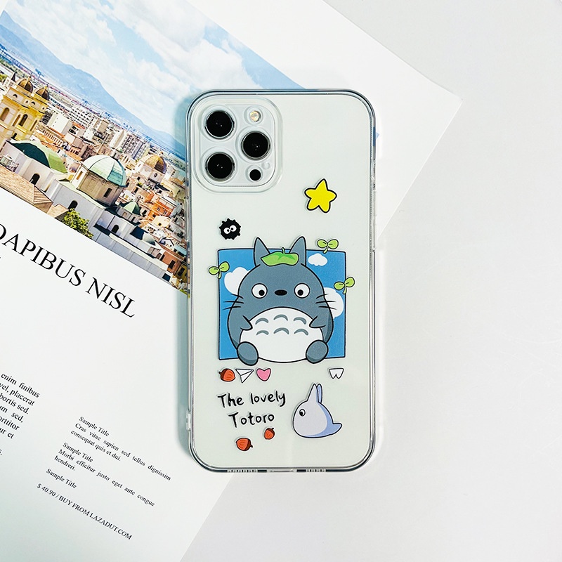 Ốp lưng iphone Totoro silicon dẻo trong suốt iphone 11 7plus 8plus x xsmax 11pro max 12pro 12promax 13promax t120