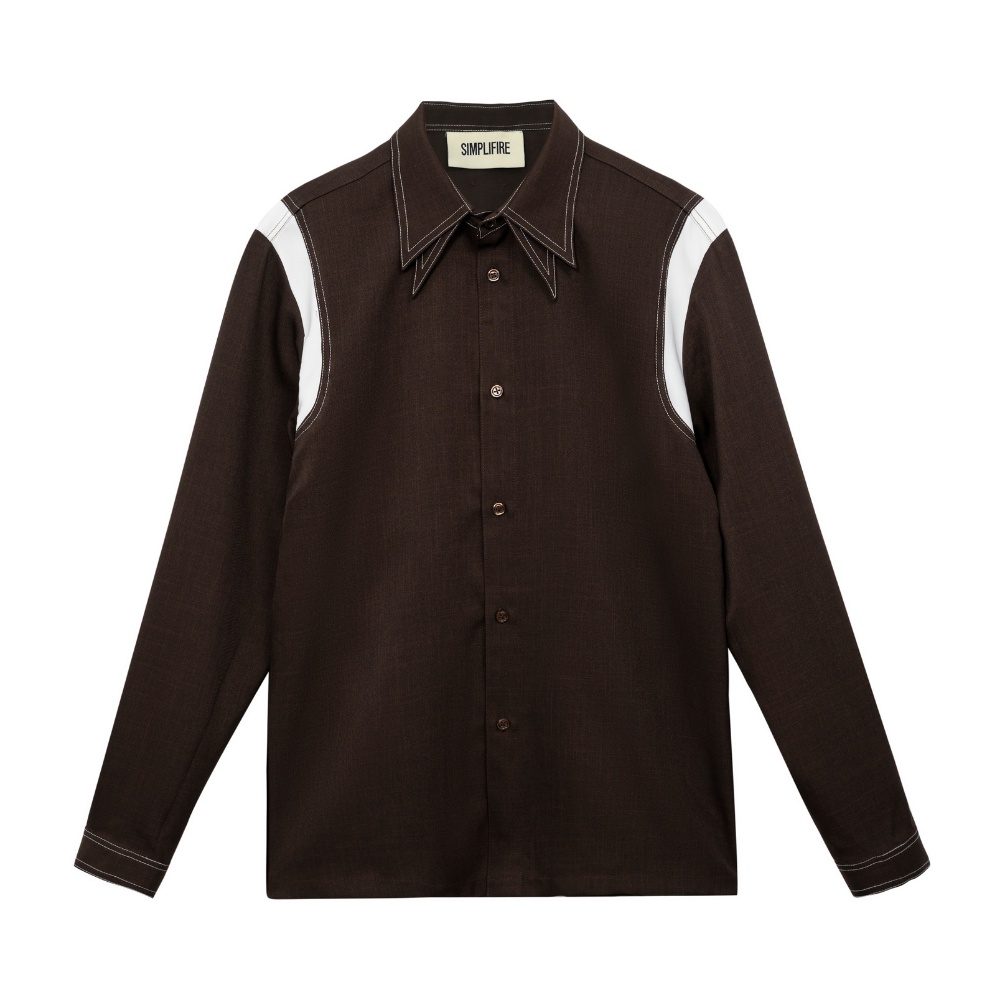 ÁO SƠ MI NAM TAY DÀI HOẠ TIẾT THIẾT KẾ "DEJA VU" SIMPLIFIRE NÂU/ ĐEN