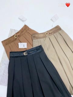 Váy thô xếp ly to pha đai da lộn