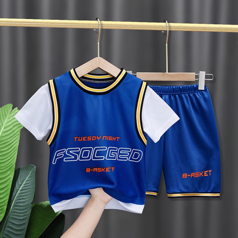 Bộ Quần Áo Thể Thao Bóng Rổ Tay Ngắn Chất Vải Nhanh Khô Thời Trang Mùa Hè Cho Bé Trai Và Gái