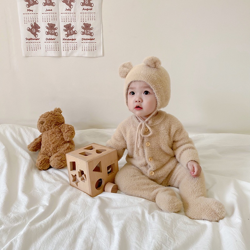 Bộ Áo Liền Quần In Hình Gấu Dễ Thương Thời Trang Mùa Thu 2023In Cho Bé Gái