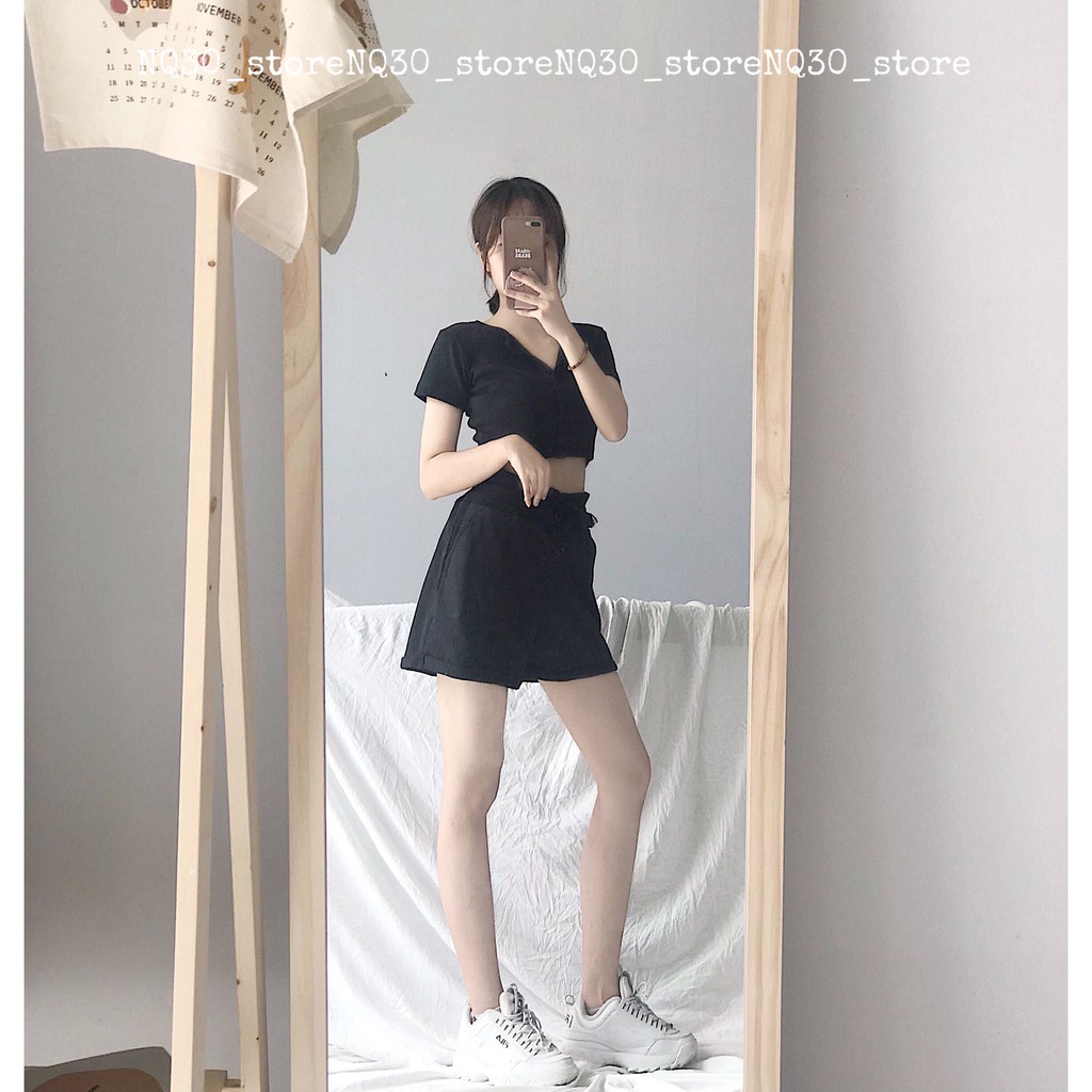 Quần Short Cạp Cao Nỉ Chân Cua Nữ Ullzang | BigBuy360 - bigbuy360.vn