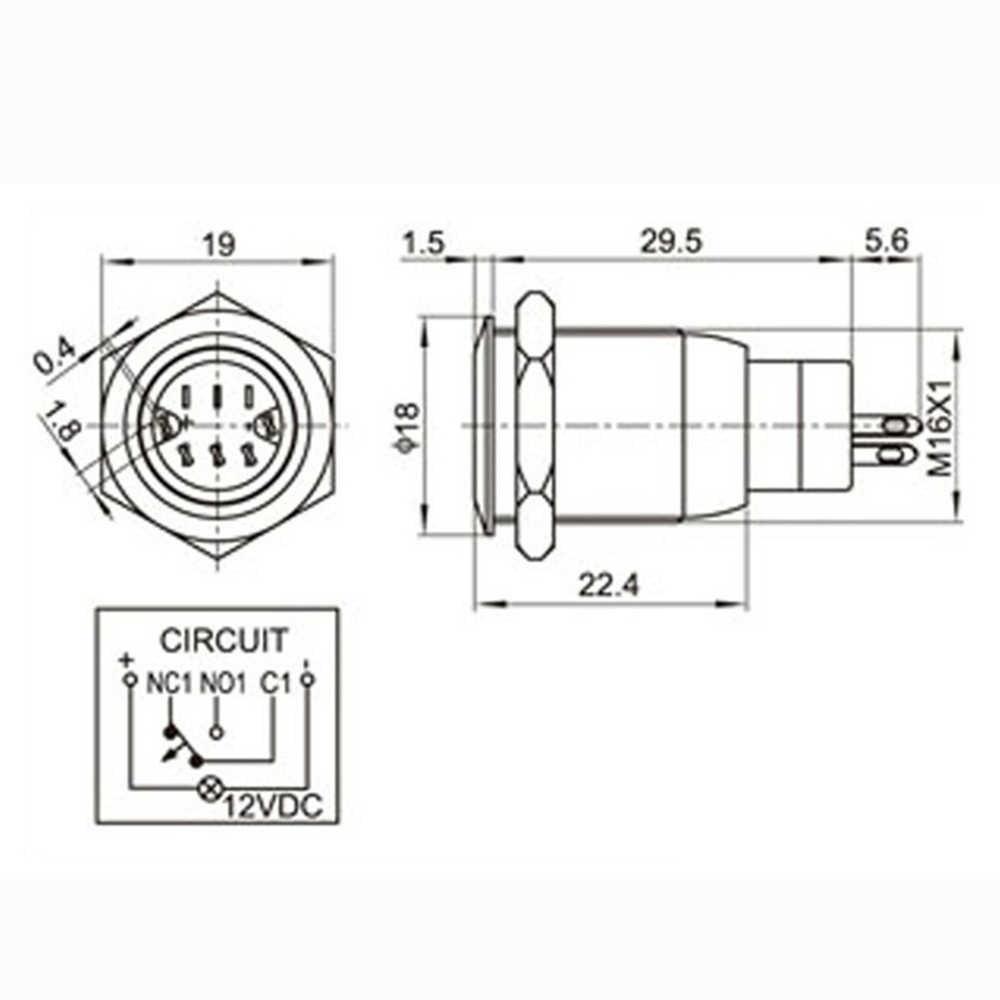 Công Tắc Bật / Tắt Đèn Led 16 / 12mm Bằng Kim Loại Nhiều Màu Chống Thấm Nước Tiện Dụng Cho Xe Hơi