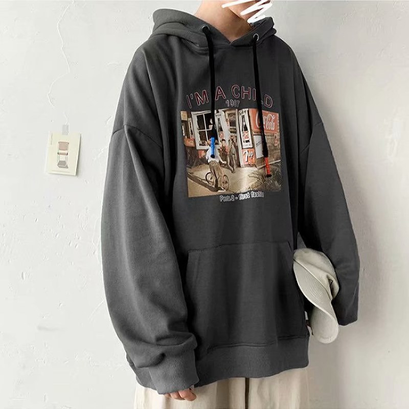 Áo hoodie Tay Dài In Họa Tiết Phong Cách harajuku Nhật Bản Thời Trang Cho Nam