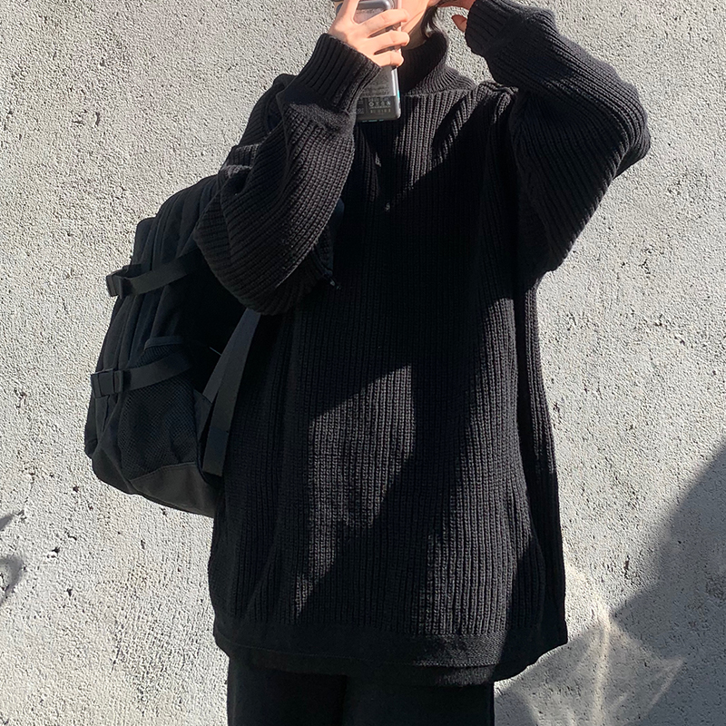 Áo Len Cao Cổ 228892 Áo Sweater Tay Dài Dáng Rộng Màu Sắc Đơn Giản Cho Nam Và Nữ