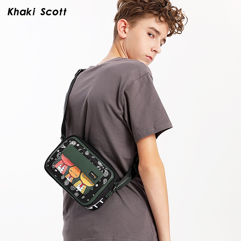 Túi Xách Đeo Chéo Nam Nữ Hình Khủng Long Vải Canvas Phối Da Thời Trang Unisex Bền Đẹp Gudi Studio
