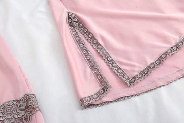 Váy ngủ quảng châu SX562-1 lụa satin phối ren kèm choàng cao cấp _Kubull | BigBuy360 - bigbuy360.vn