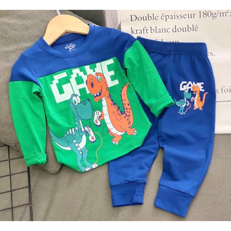 BỘ DÀI BÉ TRAI THUN COTTON IN 3D -Quần áo trẻ em-Pikakids