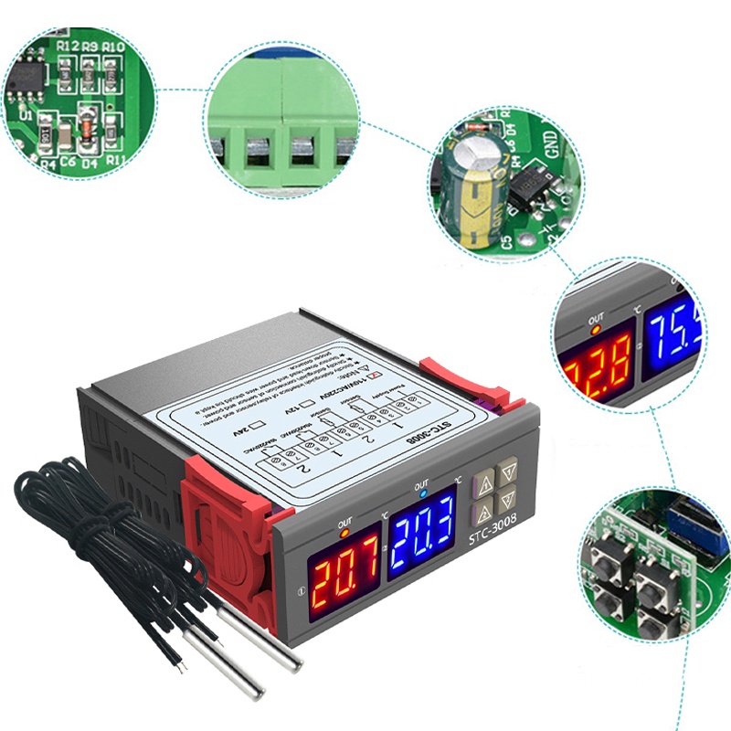 Thiết Bị Điều Khiển Nhiệt Độ STC-3008 12V 24V 110-220V