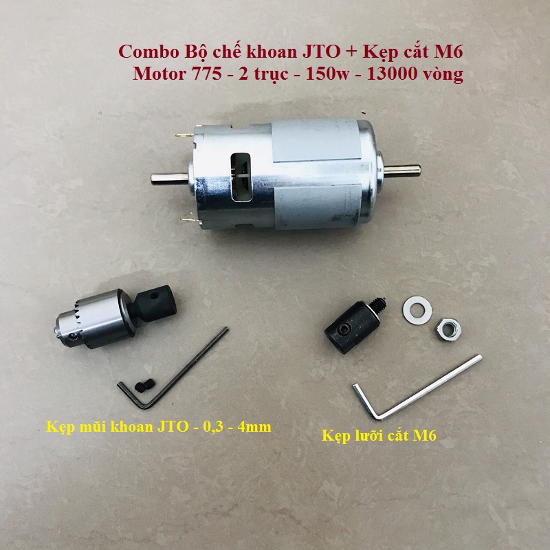 Combo khoan Jto 0,3 - 4mm  và cắt Motor 775 150w 13000 vòng