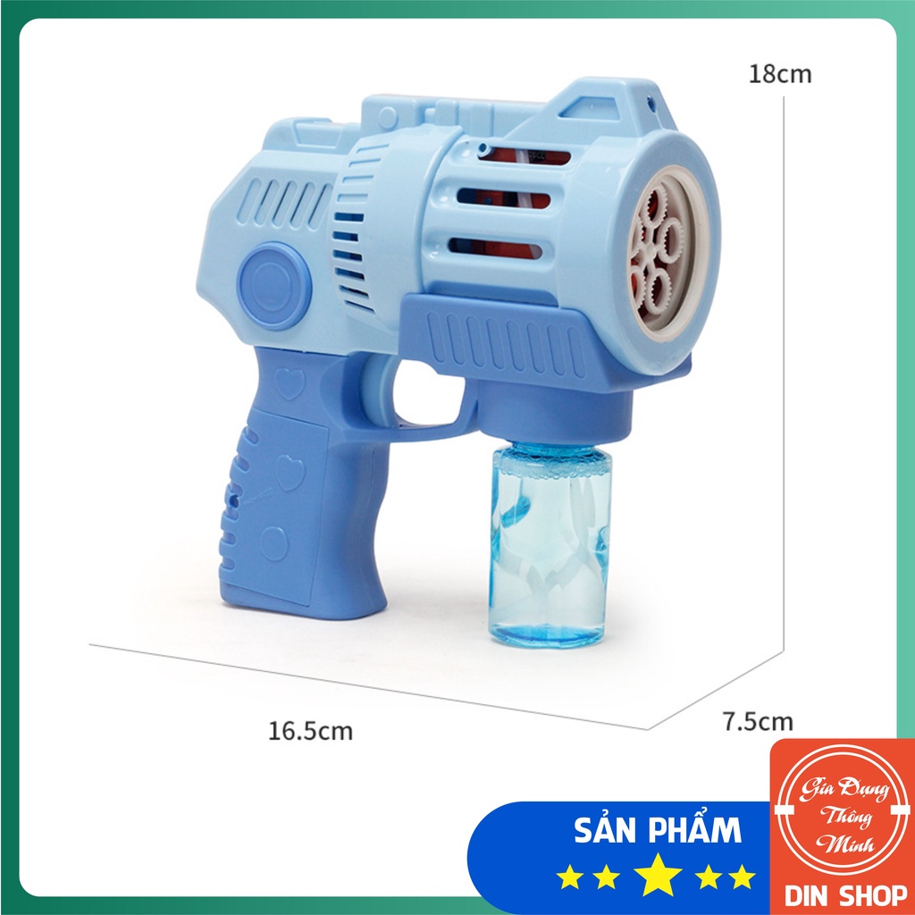 Súng Bắn Bong Bóng Xà Phòng 5 Nòng Có Đèn Có Nhạc 🚀DIN SHOP🚀 Máy Phun Thổi Bong Bóng Tự Động Dùng Pin - Đồ Chơi Trẻ Em