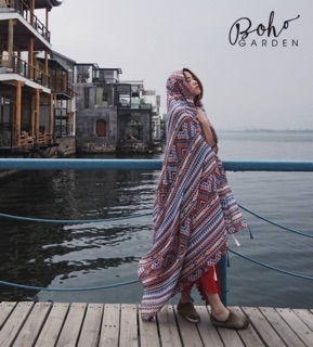 Khăn choàng thổ cẩm vintage Aztec