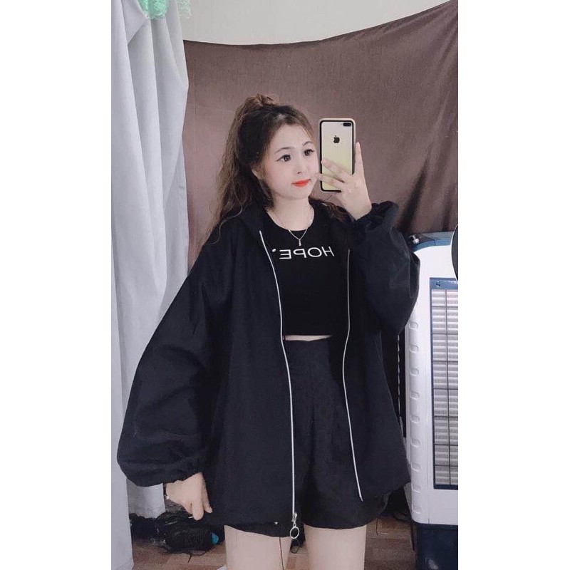 Áo Khoác Roundlock Tay Bồng Nữ  Jacket Kaki Mềm Khóa Tròn Form Rộng Bigsize