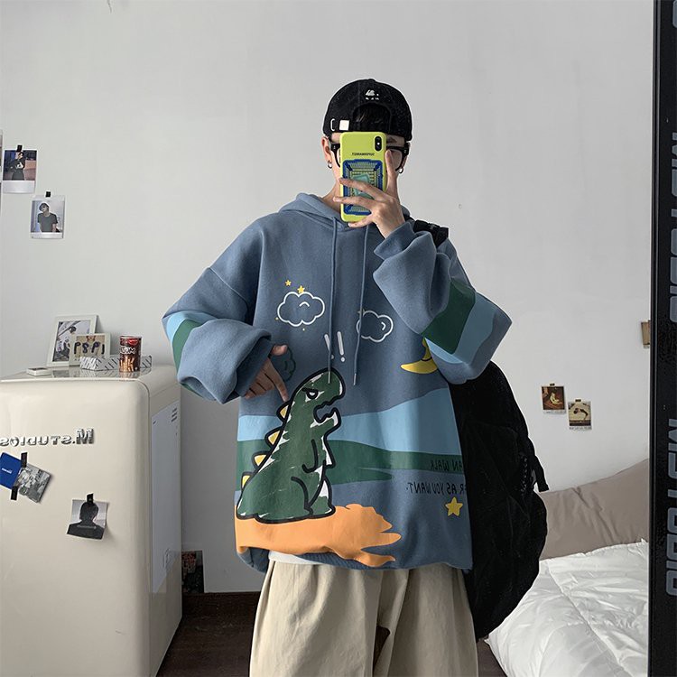 Áo HOODIE NAM NỮ FORM RỘNG KHỦNG LONG VẢI NỈ PE Unisex hoodie | BigBuy360 - bigbuy360.vn