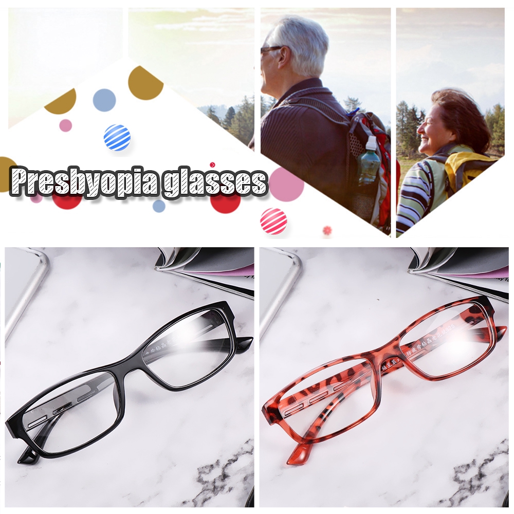 MOILY Unisex Women Men Plastic Magnifying Square Frame Hyperopia Eyewear