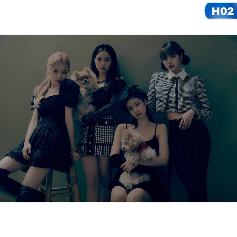 flowersqueen Áp phích treo tường họa tiết nhóm nhạc thần tượng Blackpink dễ thương
