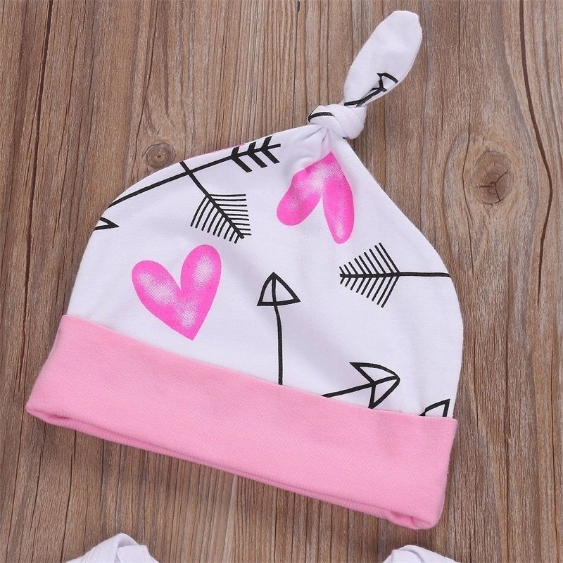 BღBღNewborn Baby Girl Romper Bodysuit + Arrow Long Pants + Hat Clothes Outfit 0-2 Years