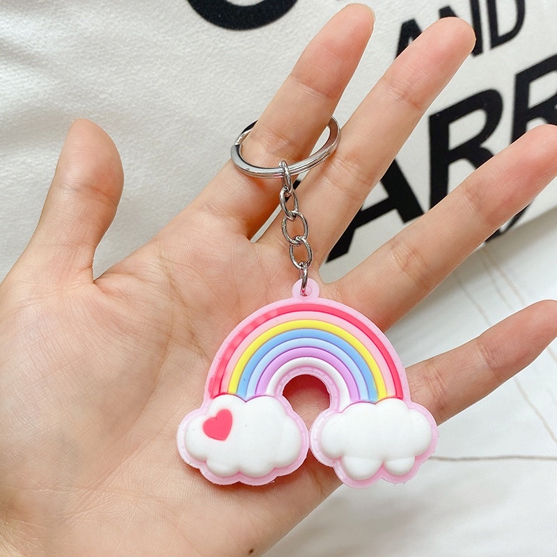 [ HCM ] Móc khoá  cầu vòng kèm đám mây cute dùng treo balo_ móc khoá