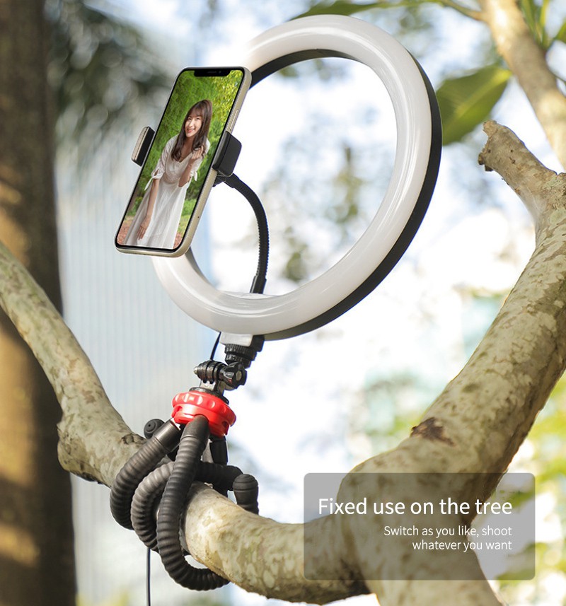 Đèn Led tròn có chân đế tripod chụp ảnh selfie trang điểm quay video có thể điều chỉnh độ sáng chuyên dụng