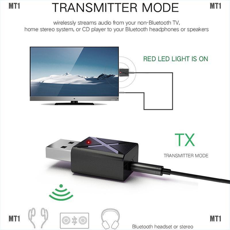{MT1VN}Car 2-in-1 Transmitter Receiver Wireless Audio USB Bluetooth FM Adapter 5.0