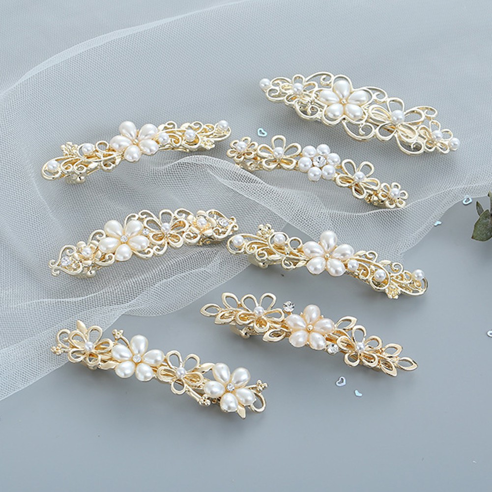 Kẹp Tóc Kim Loại Hình Hoa Đính Ngọc Trai Giả Thời Trang Cho Nữ