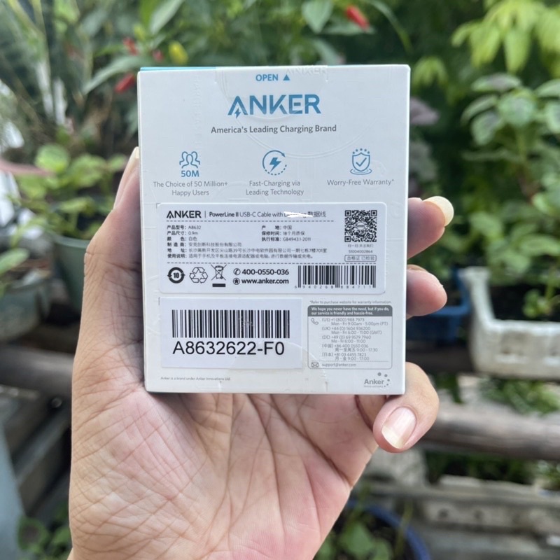 Cáp sạc nhanh Anker A8632 0.9m-A8633 1.8m hỗ trợ PD 3.0 max 30w new fullbox BH 12T